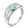 Кольцо из серебра с голубым топазом и фианитами родированное