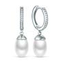 Серьги из серебра с культивированным жемчугом и фианитами родированные