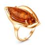 Кольцо из золочёного серебра с коньячным янтарём