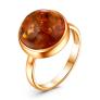 Кольцо из золочёного серебра с коньячным янтарём