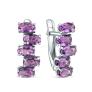 Серьги из серебра с аметистом родированные