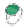 Кольцо из серебра с малахитом родированное