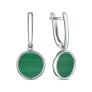 Серьги из серебра с малахитом родированные