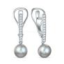 Серьги из серебра с культивированным жемчугом и фианитами родированные