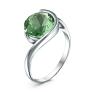 Кольцо из серебра с плавленым кварцем цвета зелёный аметист родированное