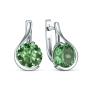 Серьги из серебра с плавленым кварцем цвета зелёный аметист родированные