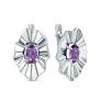 Серьги из серебра с аметистом и фианитами родированные