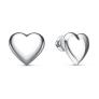 Серьги-пусеты из родированного серебра - Сердца