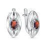 Серьги из серебра с гранатом и фианитами родированные