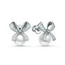 Серьги-пусеты из серебра с жемчугом Swarovski и фианитами родированные - Бантики