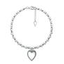 Браслет из серебра с пресноводным культивированным жемчугом родированный - Сердце, 19 см