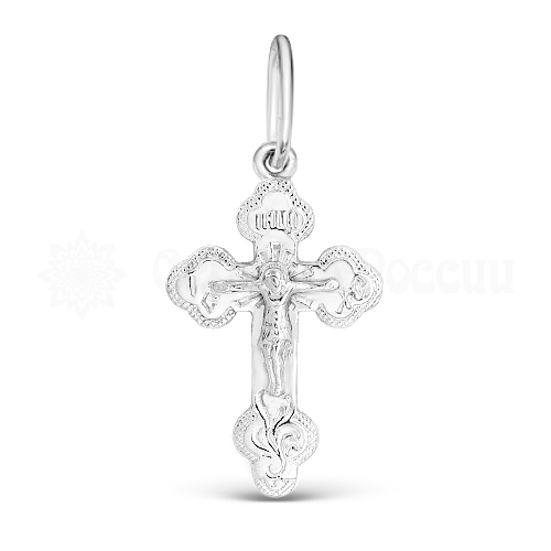Крест из серебра родированный - 3 см 925 пробы 10-029р 10-029р