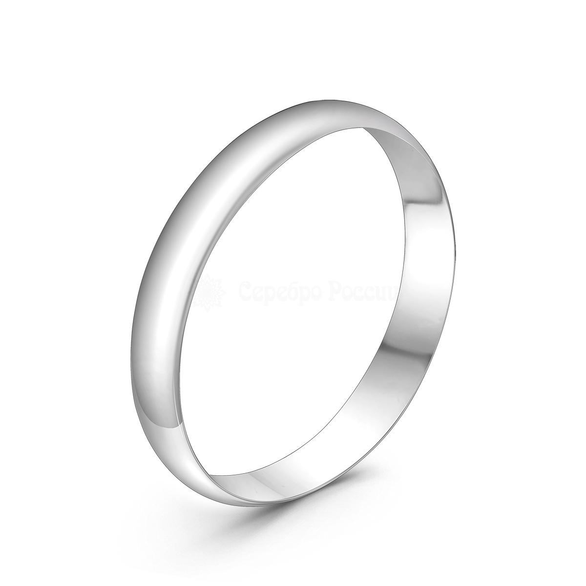 Кольцо обручальное из серебра родированное 1-007шр