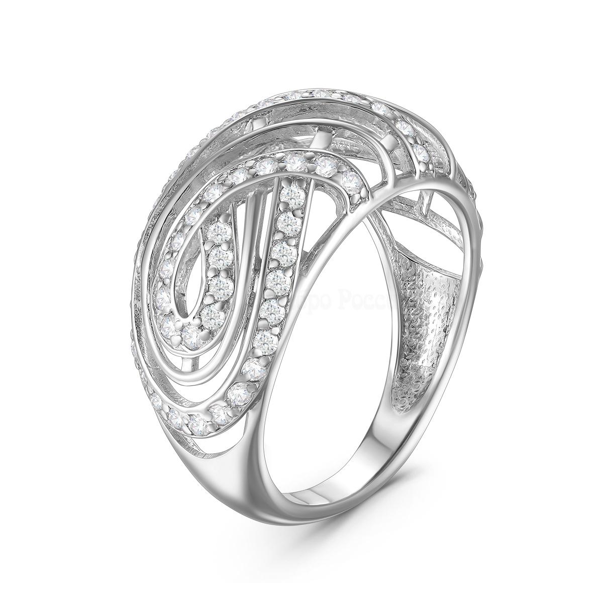Кольцо женское из серебра с фианитами родированное 1-1529р