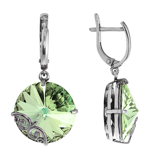 Серьги из серебра с элементами Сваровски родированные