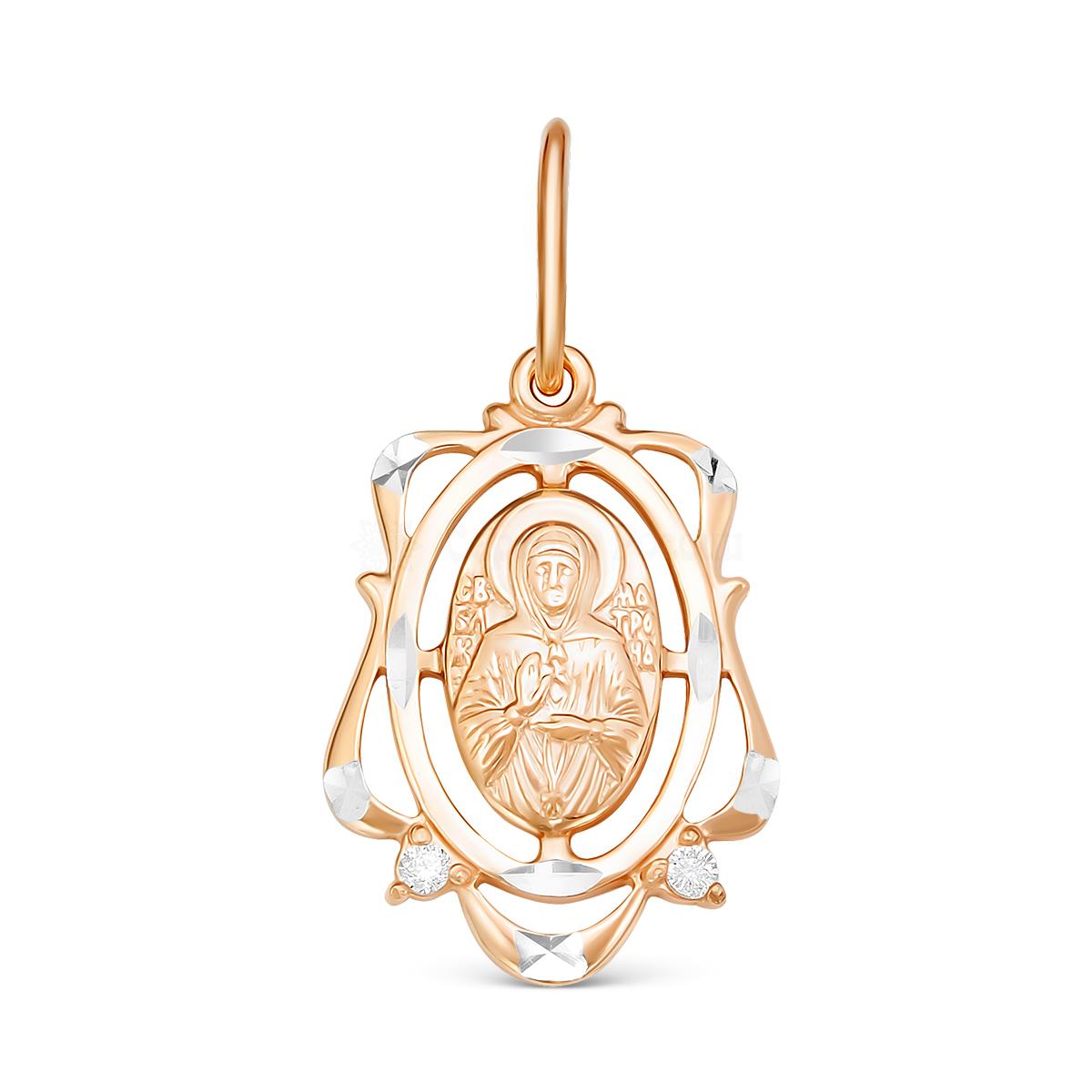 Подвеска-икона из золочёного серебра с фианитами и алмазной огранкой - св.Матрона 925 пробы 3-525з 3-525з
