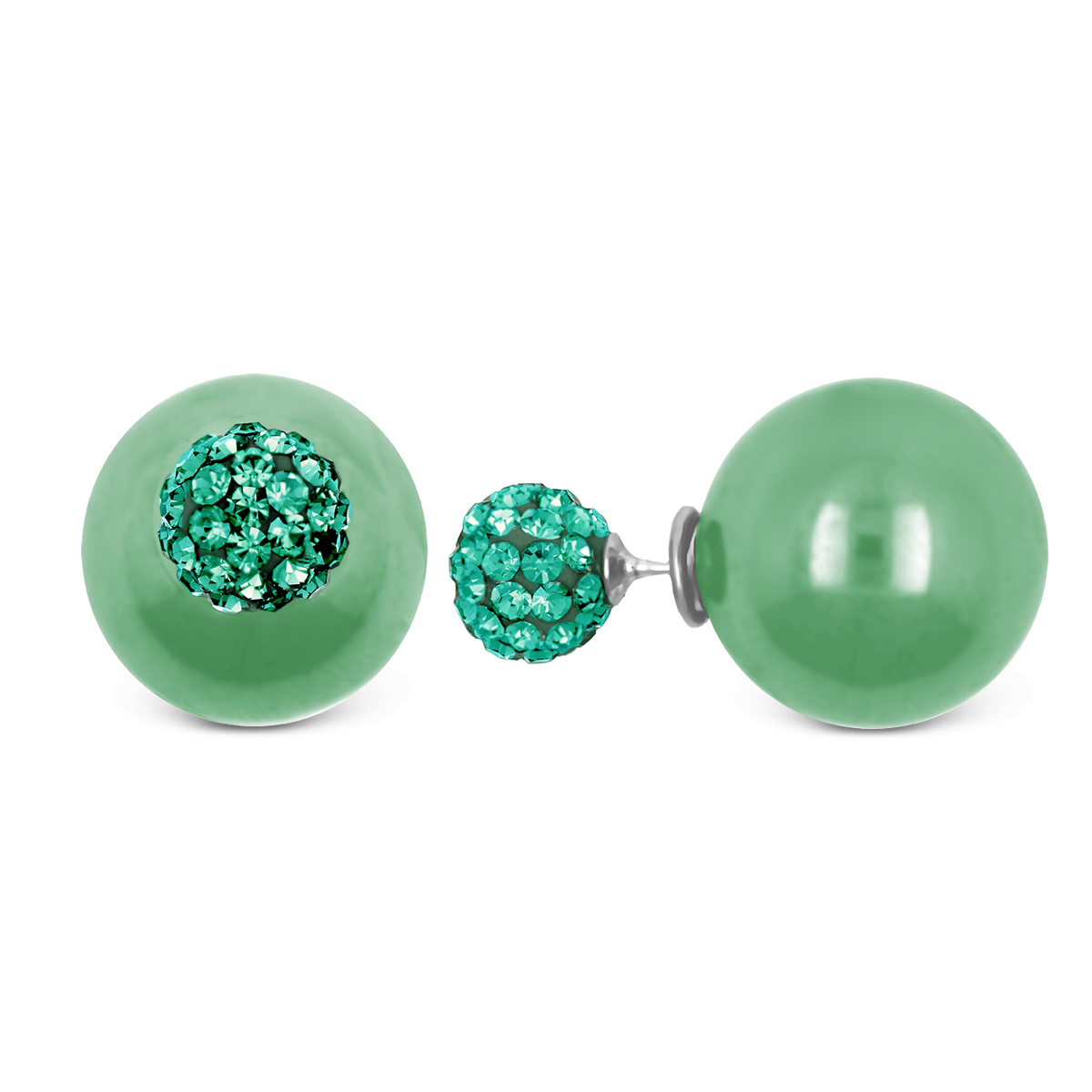 Серьги-диоры из родированного серебра с кристаллами Сваровски