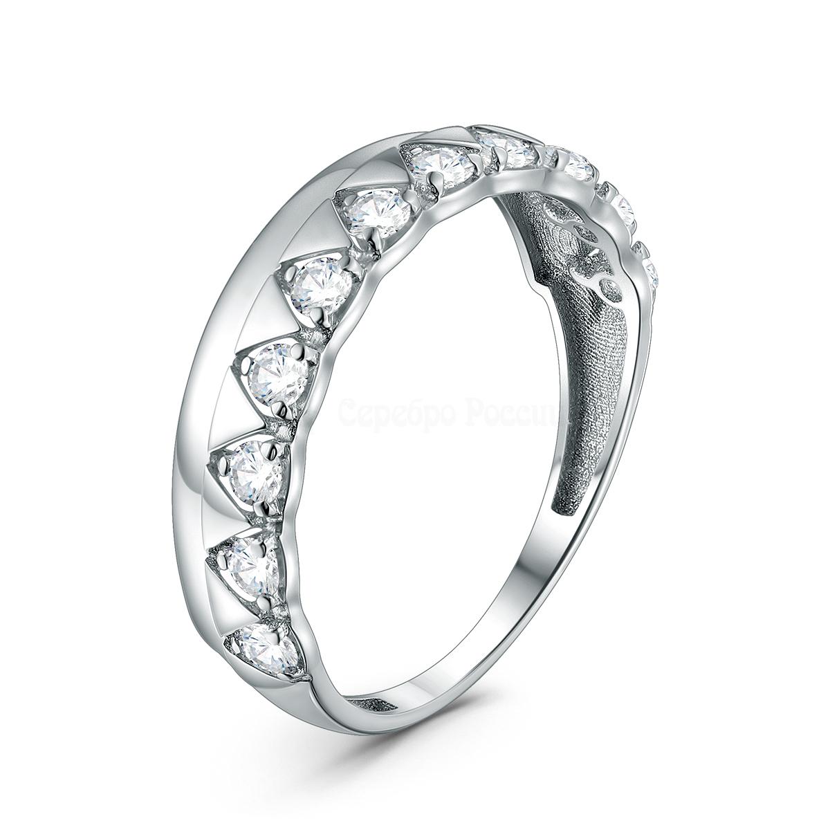 Кольцо из серебра с фианитами родированное К-3818-Р