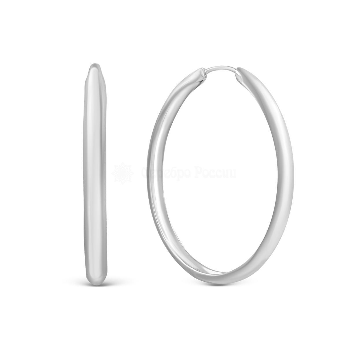 Серьги-конго из серебра родированные - диаметр 4 см 35-40-00р