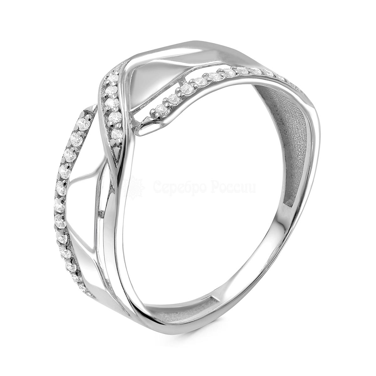 Кольцо из серебра с фианитами родированное К-4044-Р