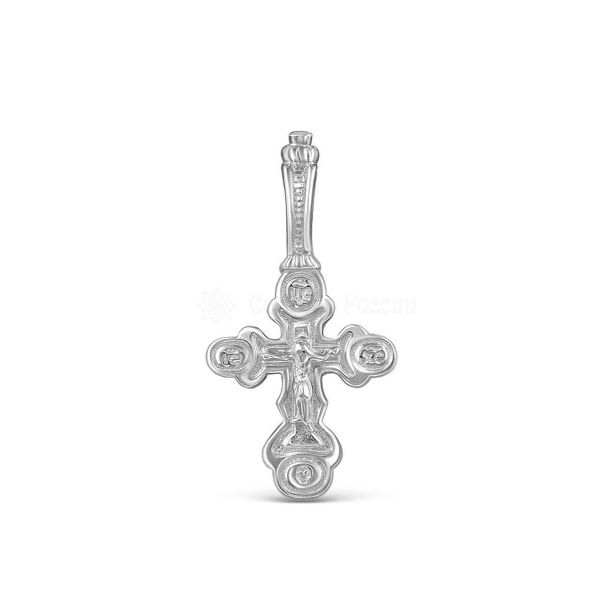 Крест из серебра родированный - 2,5 см К3-348р