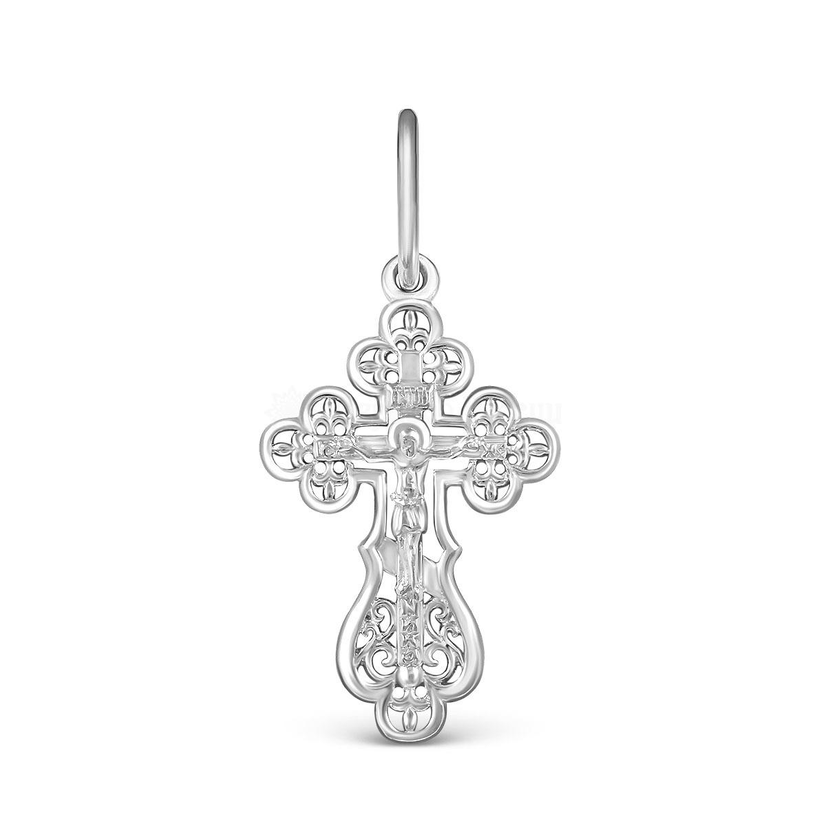 Крест из серебра родированный - 3 см 925 пробы К3-078р К3-078р