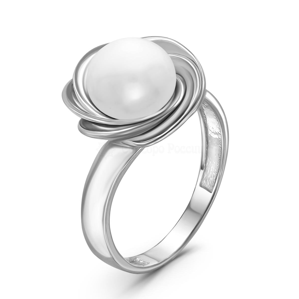 Кольцо из серебра с пресновод.жемчугом родированное 1340050848р