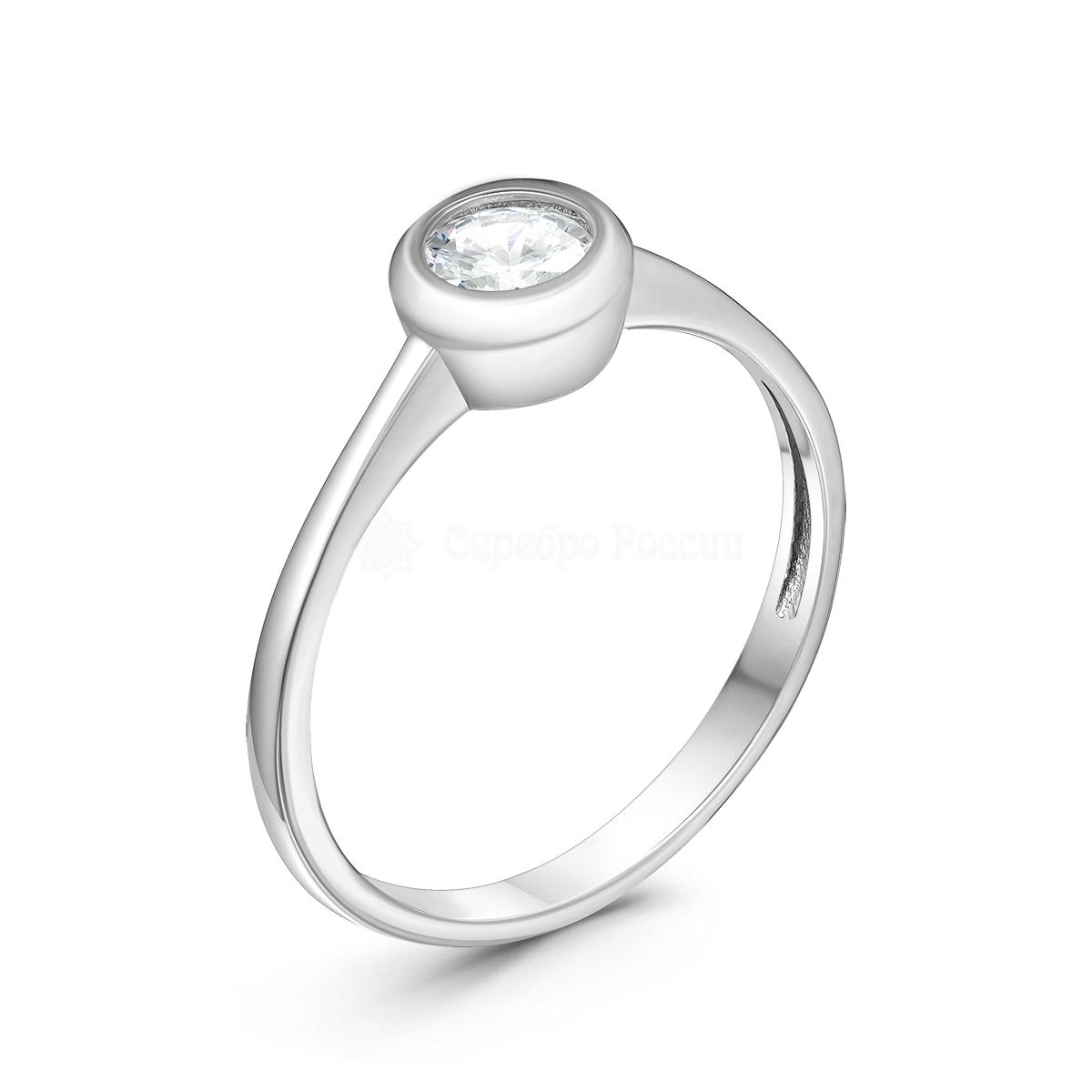 Кольцо из серебра с фианитом родированное  401012-060р