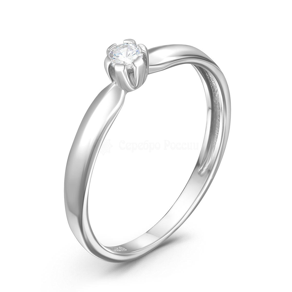 Кольцо из серебра с фианитом родированное на предложение руки  401012-919р