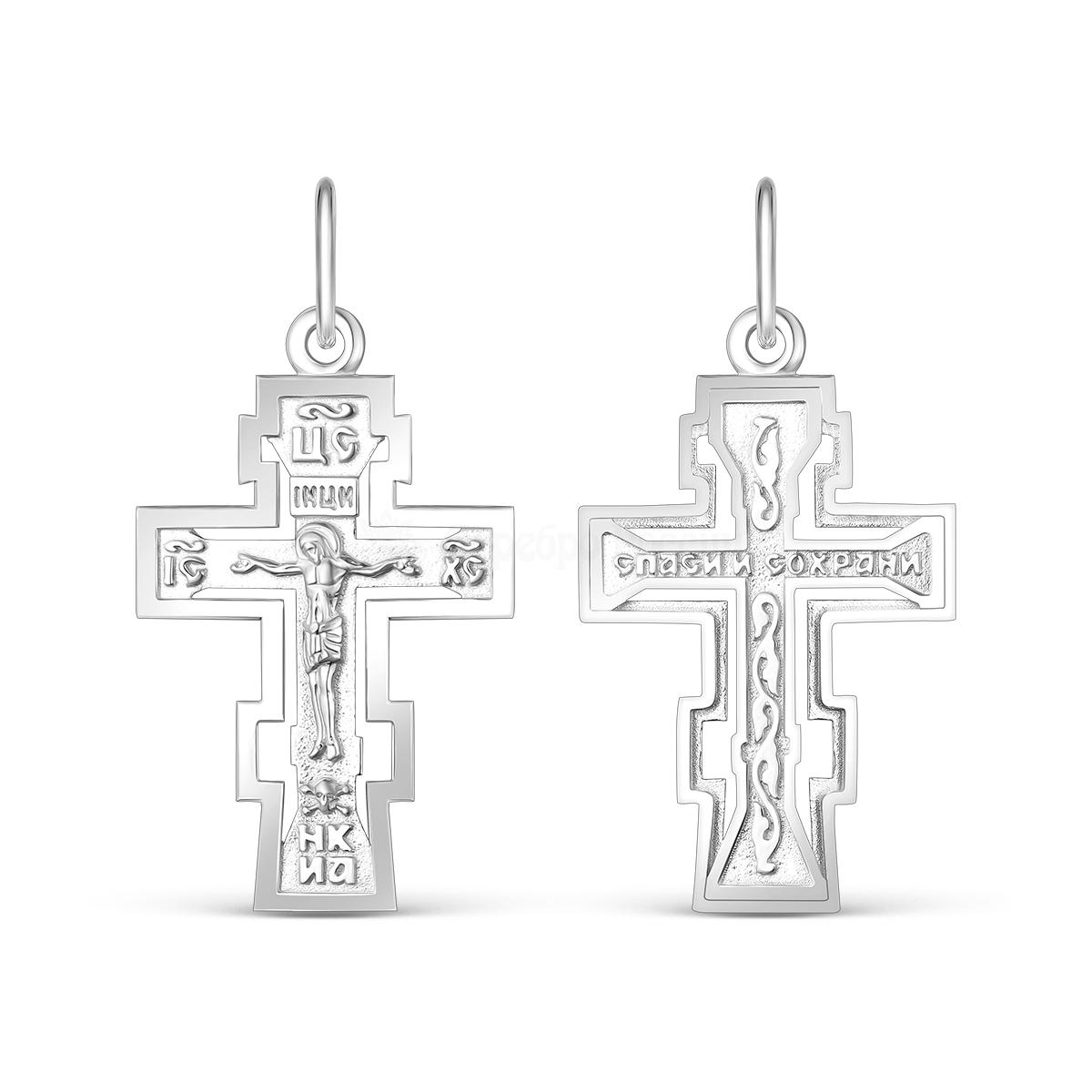 Крест из серебра родированный - 3,3 см К3-598р К3-598р