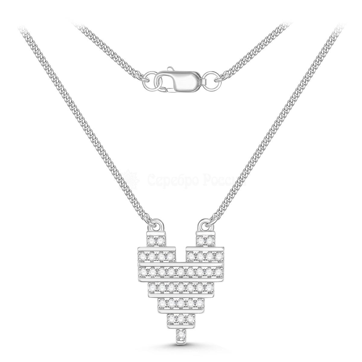 Колье Сердце из серебра с фианитами родированное Л-0133-Р Л-0133-Р