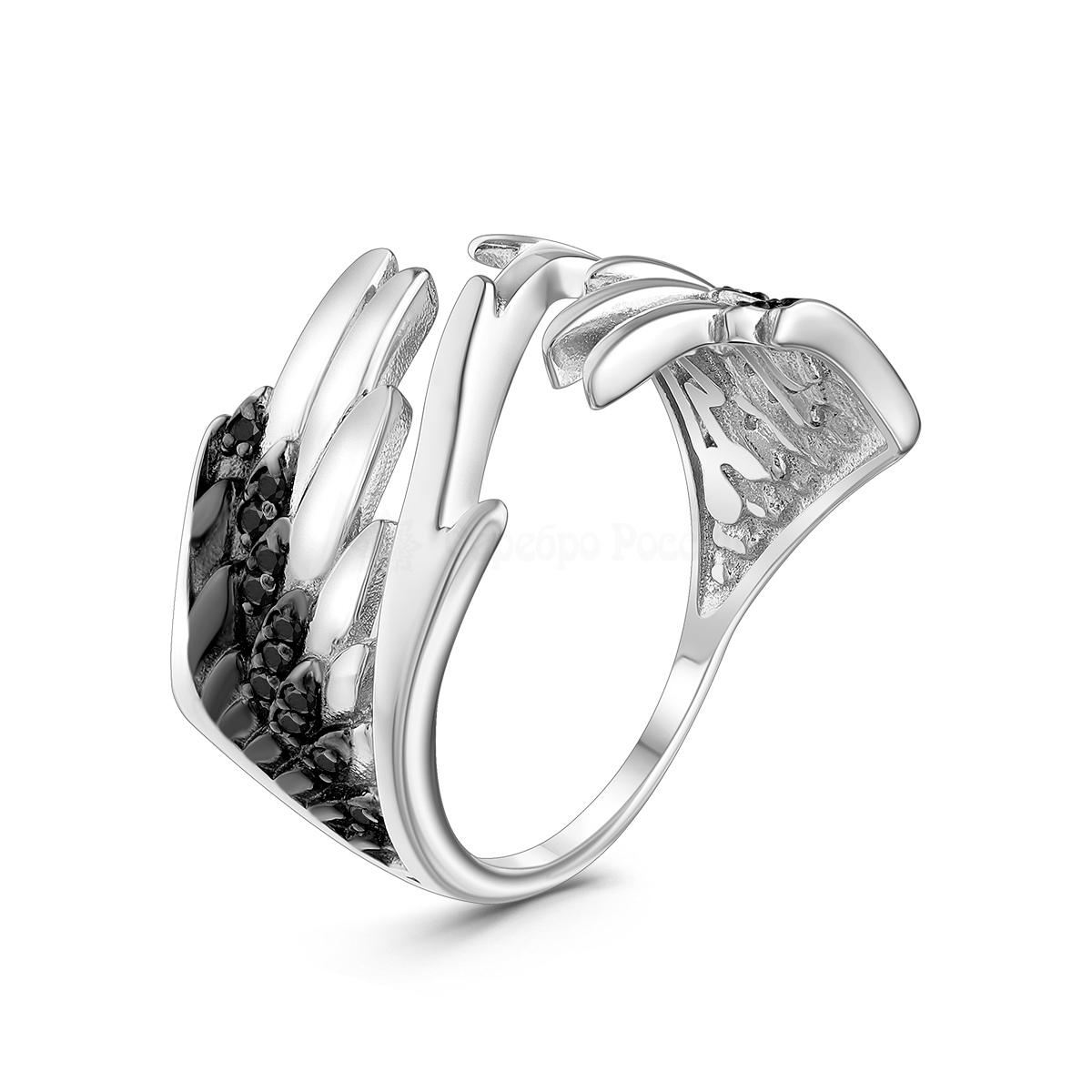 Кольцо из серебра с натуральной шпинелью родированное - Крылья 1-419рч416
