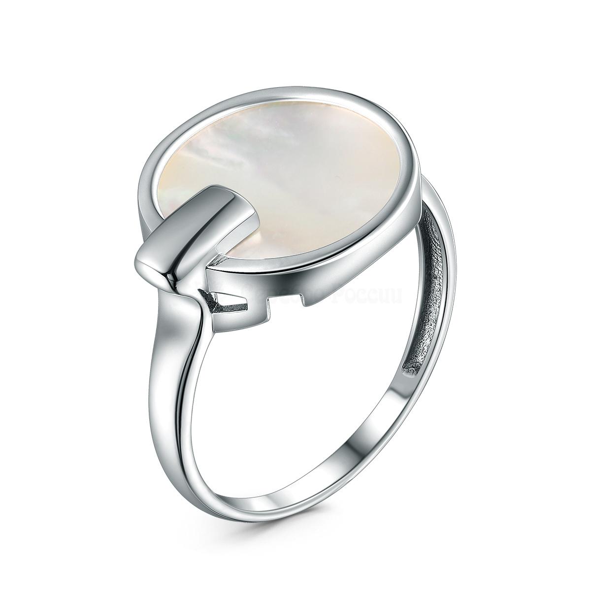 Кольцо из серебра с перламутром родированное к-4326-Р к-4326-Р