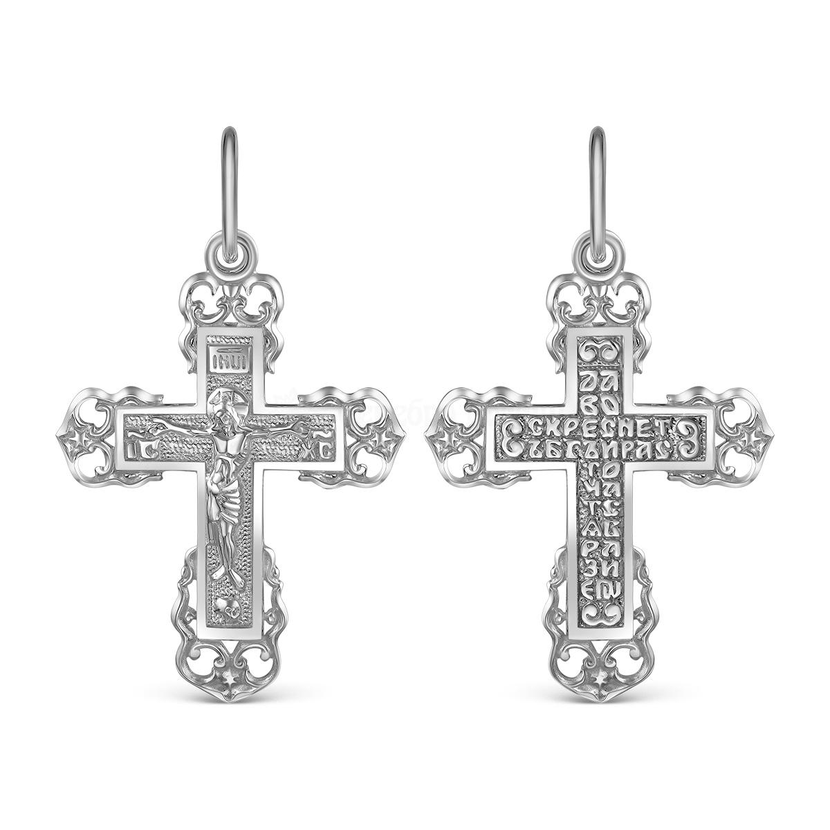 Крест из серебра родированный - 3,2 см К3-506р К3-506р