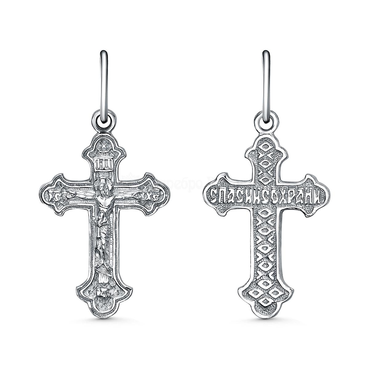 Крест из серебра родированный - 3 см К3-481р К3-481р