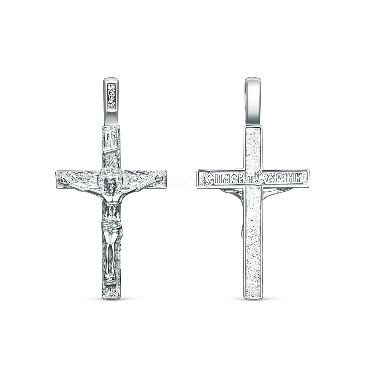 Крест из серебра родированный - 4,9 см К3-342р К3-342р