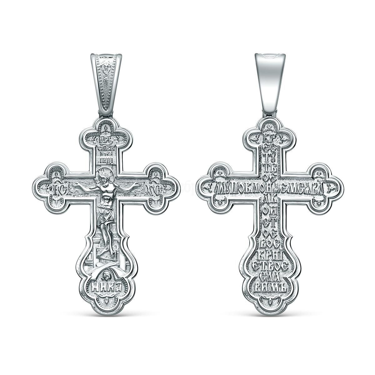 Крест из серебра родированный - 7,4 см К3-425р К3-425р