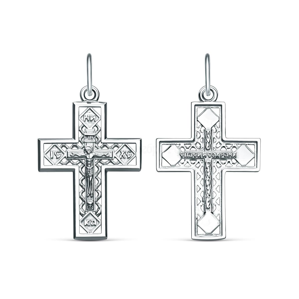 Крест из серебра родированный - 3,4 см К3-618р К3-618р