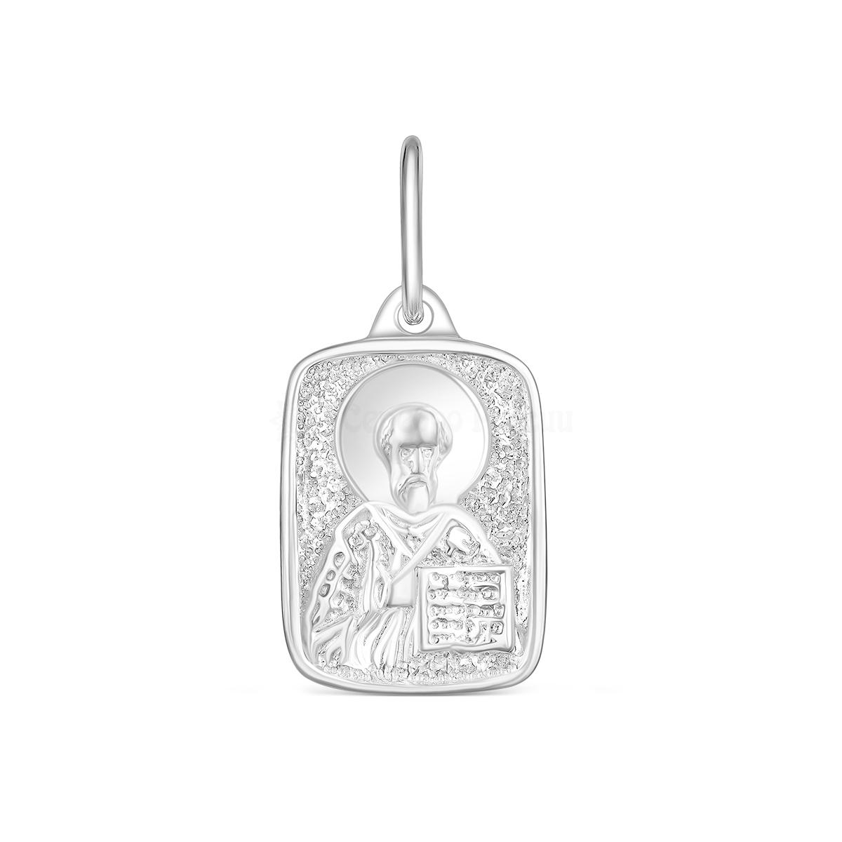 Подвеска религиозная из родированного серебра - святой Николай Чудотворец К3-518р К3-518р