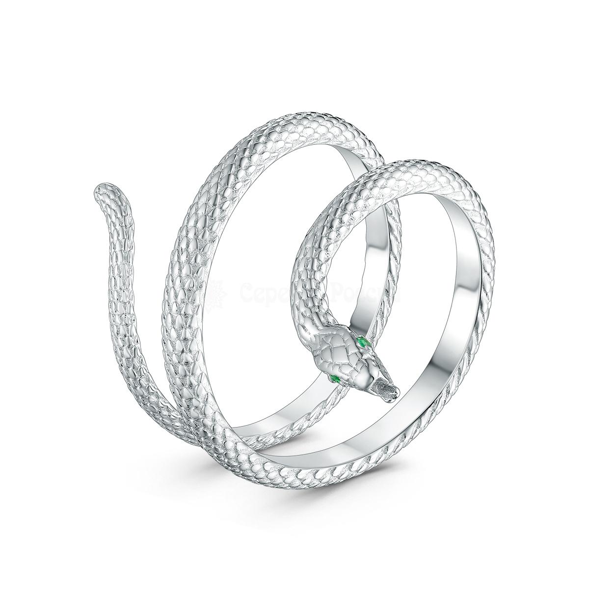 Кольцо разъёмное из серебра с фианитами родированное - Змея 411-10-748р