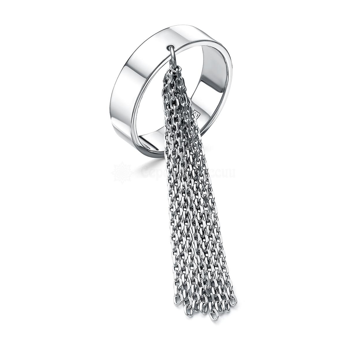 Кольцо с цепью из серебра родированное - длина цепей 4 см 410-10-798р 410-10-798р