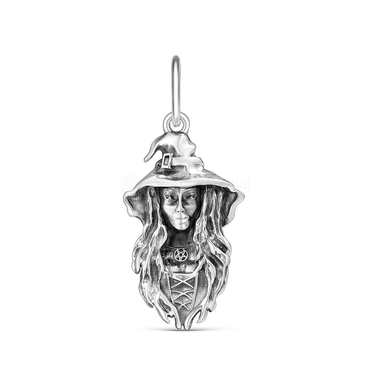 Подвеска из чернёного серебра - Ведьма в колпаке (ведьмочка в шляпе) п072о п072о