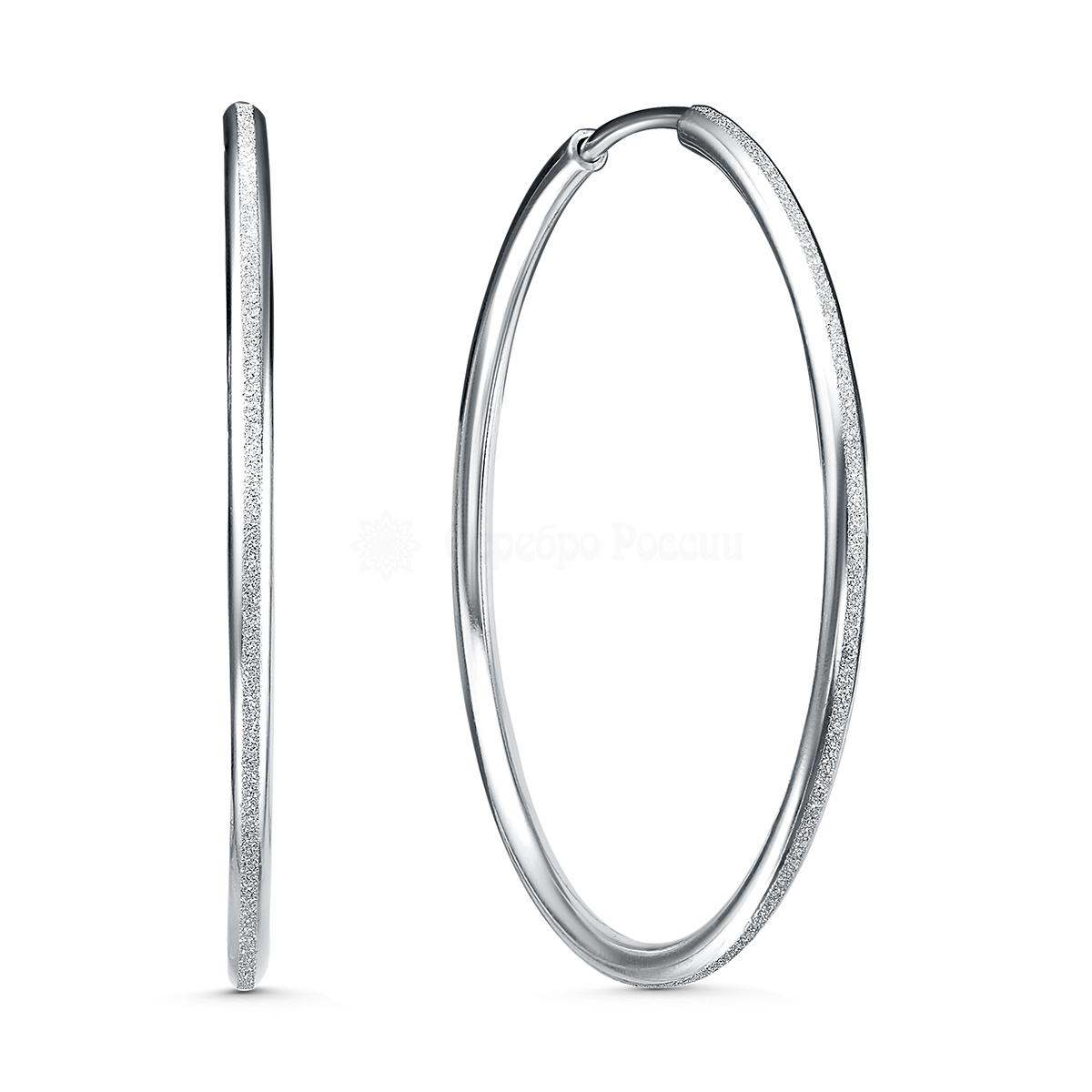 Серьги-конго из серебра родированные - диаметр 3 см, толщина 2 мм 02-12-6630
