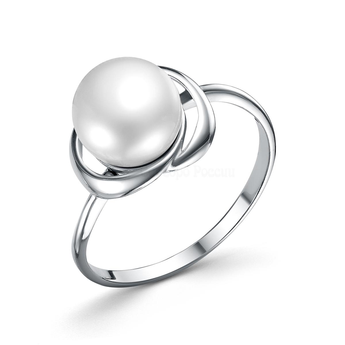 Кольцо из серебра с культивированным белым жемчугом родированное 04-701-0073 04-701-0073
