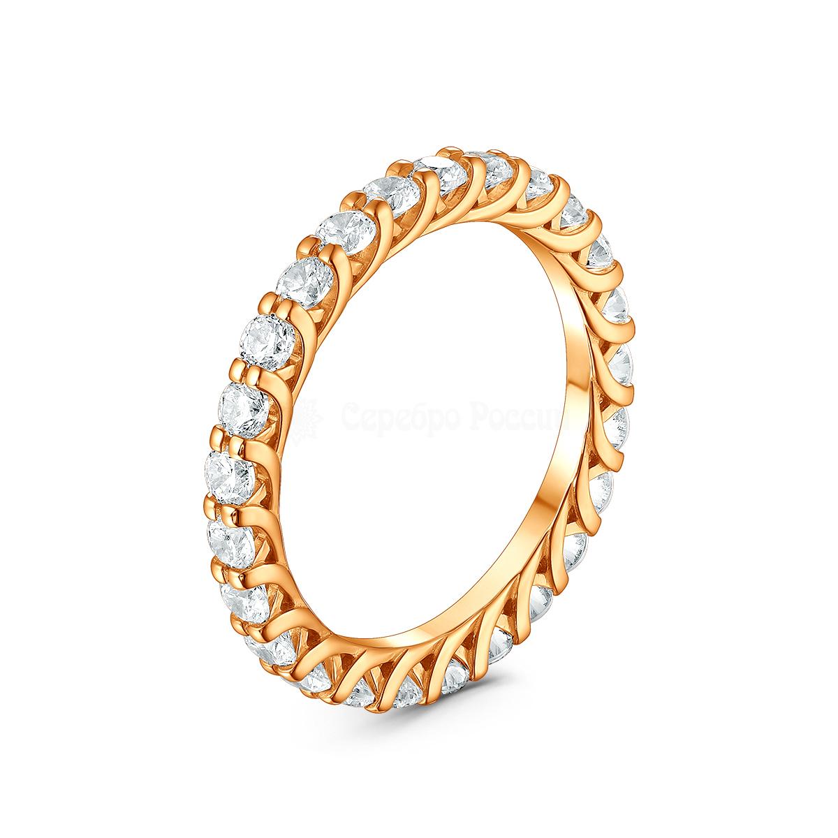 Кольцо из золочёного серебра с фианитами 05-301-0185-01