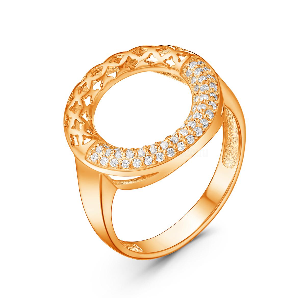 Кольцо из золочёного серебра с фианитами 05-301-0184-01