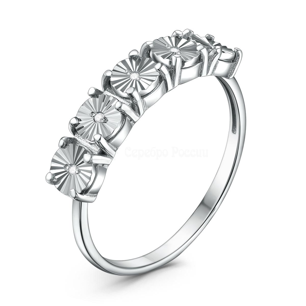 Кольцо из серебра с бриллиантами родированное 1-432р110 1-432р110