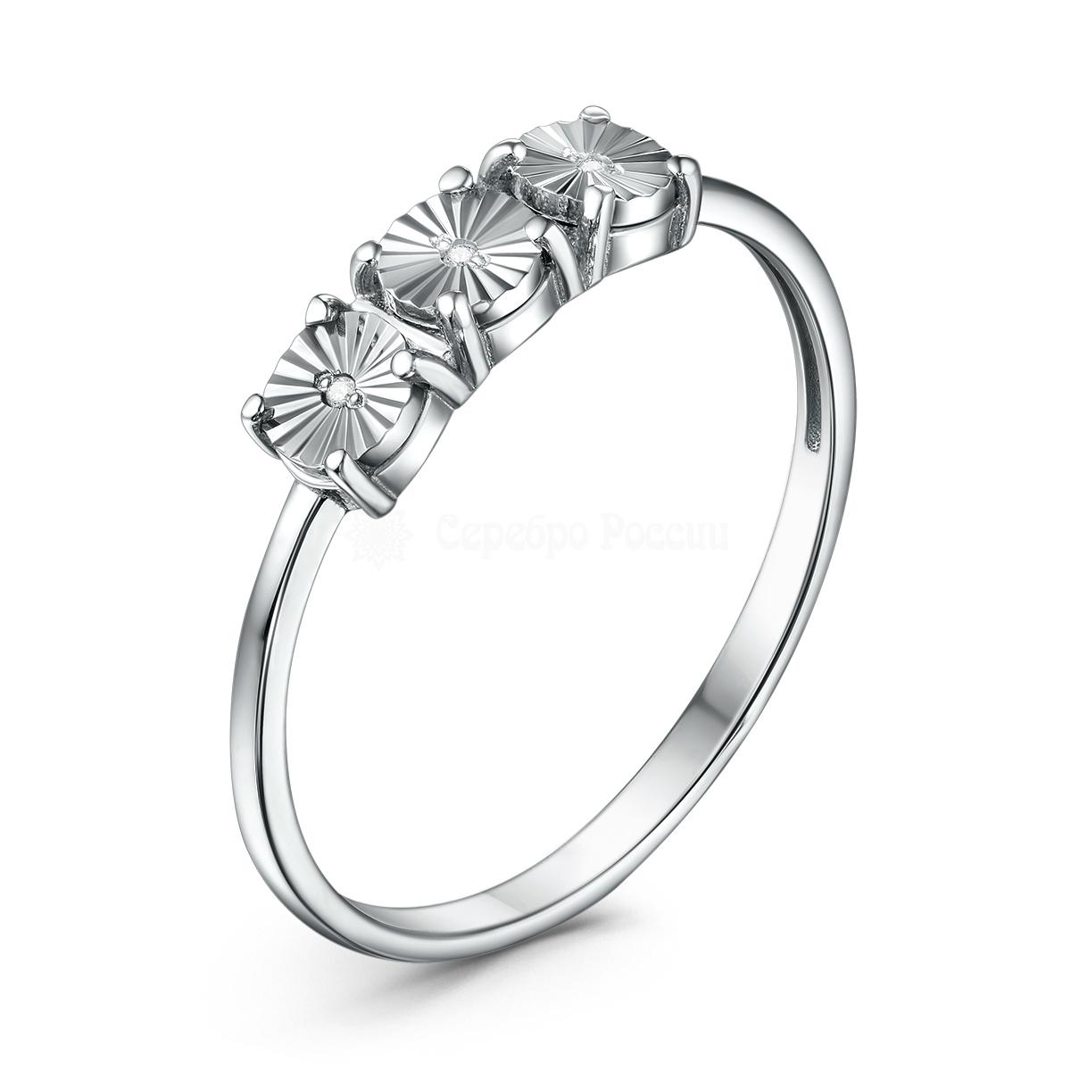 Кольцо из серебра с бриллиантами родированное 1-431р110 1-431р110