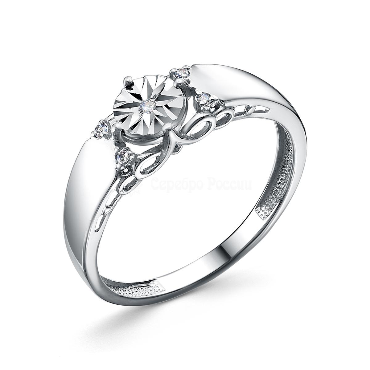 Кольцо из серебра с бриллиантом родированное 11-2456 11-2456