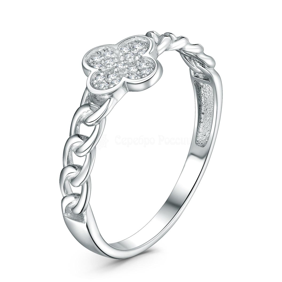 Кольцо из серебра с фианитами родированное 04-301-0250-01 04-301-0250-01